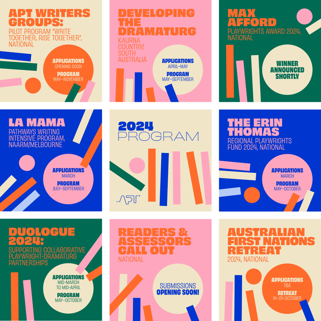 APT Writers Groups, Developing the Dramaturg SA, Max Afford, La Mama, 2024 Program, Erin Thomas, Duologue, Readers & Assessors Callout, Australian First Nations Retreat
