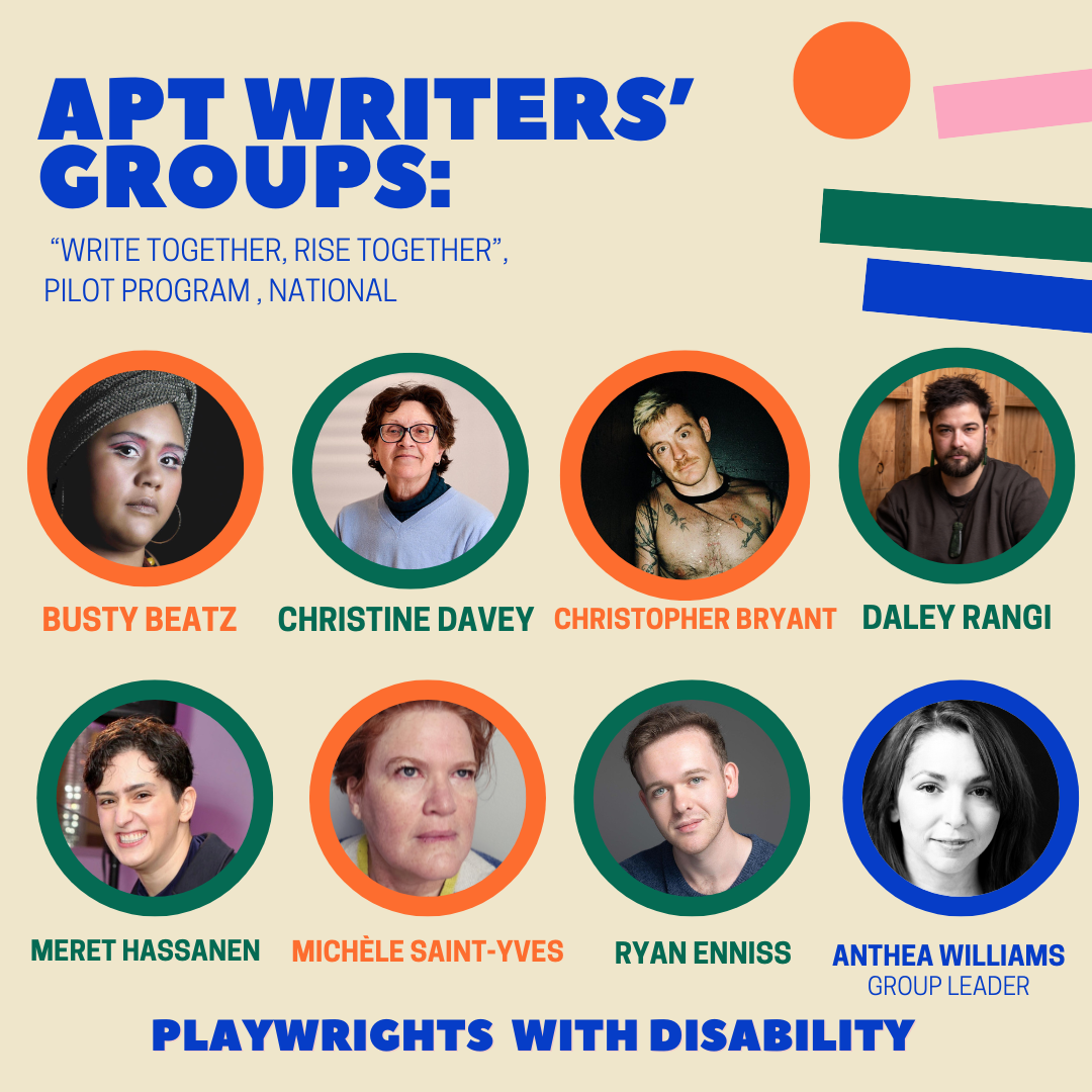 The names and portraits of the 'playwrights with disability' group.